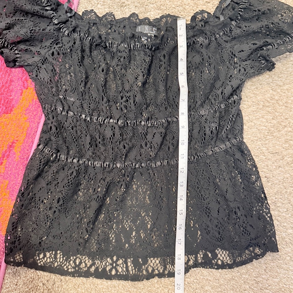 Vintage INC International Concepts Y2K Babydoll Black Top Lace SZ XL 90s - Picture 4 of 6